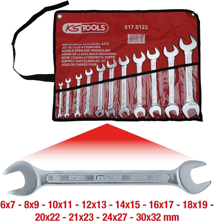 KS Tools 517.0123 CLASSIC Doppel-Maulschlüssel-Satz, 11-tlg., 6x7-30x32mm