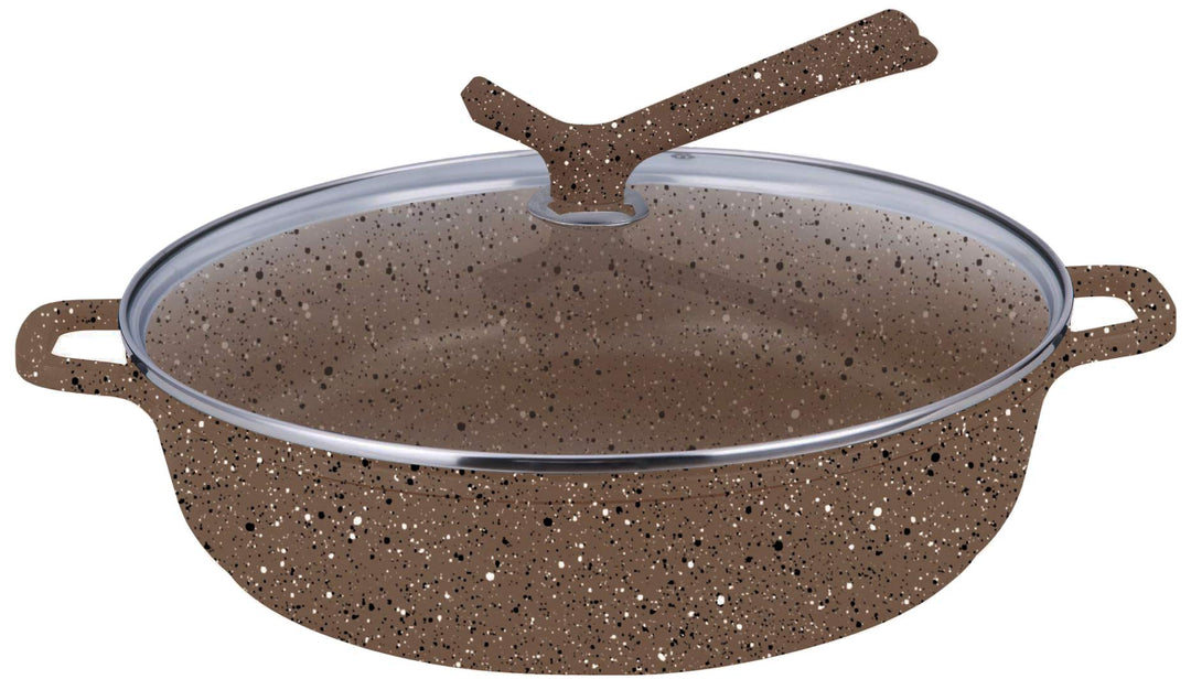 rukauf HQ Premium Bräter Servierpfanne mit Granit Keramikbeschichtung 3 Liter 28cm Durchmesser - Gri