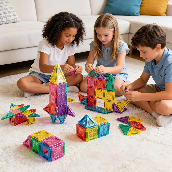 Mini-Magnetfliesen, 34 Stück magnetische Fliesen mit Metall-Aufbewahrungsbox, magnetische Gebäudefli