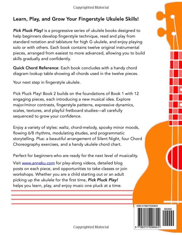 Pick Pluck Play! Book 2 Beginner FULL COLOR EDITION: Fingerstyle Ukulele Solo Duets - 12 Progressive