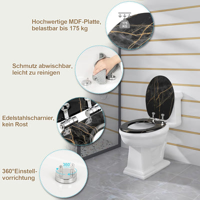 eSituro Toilettendeckel mit Absenkautomatik Holz, WC Sitz mit Quick-Release-Funktion für leichte Rei