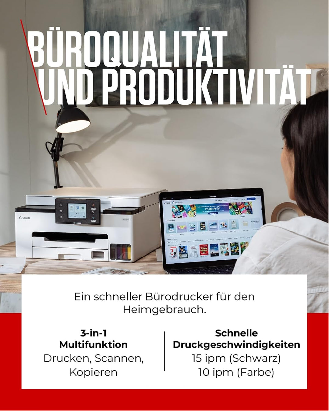 Canon MAXIFY GX1050 Tintenstrahldrucker 3-in-1 Multifunktionsdrucker MegaTank (Drucker, Scanner, Kop
