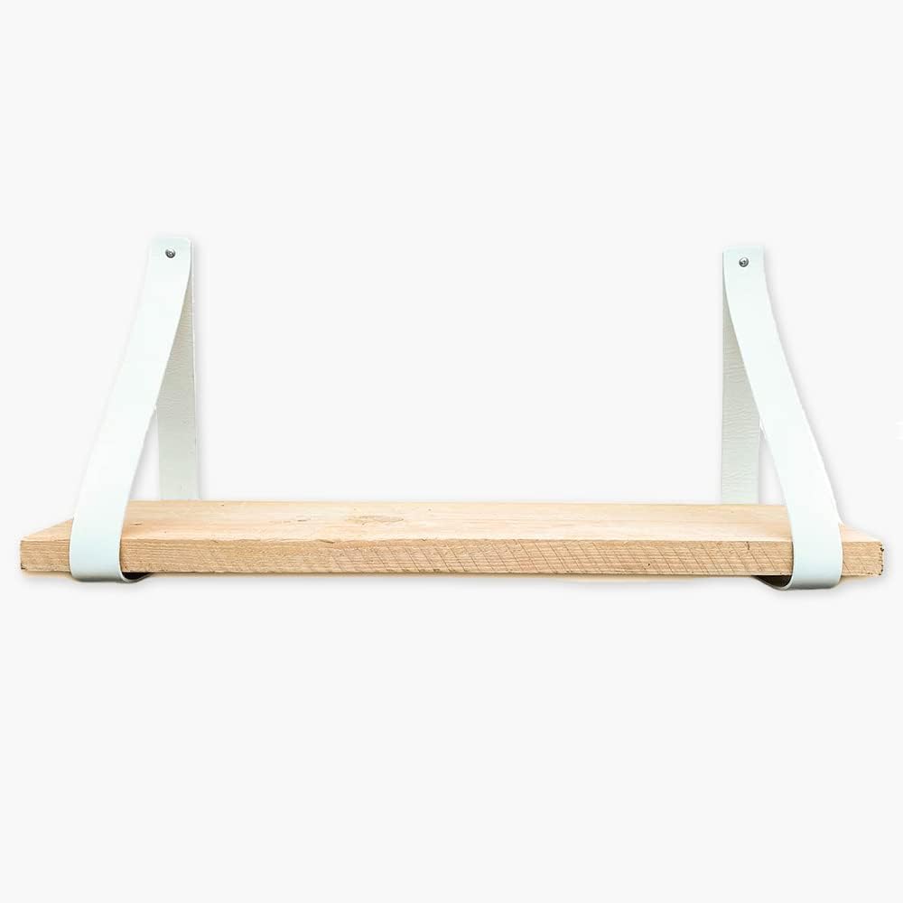 Brute Strength - Regalträger Leder - Weiss - 2 Stück - Regalstützen - Wandstützen - Regalriemen - Vo