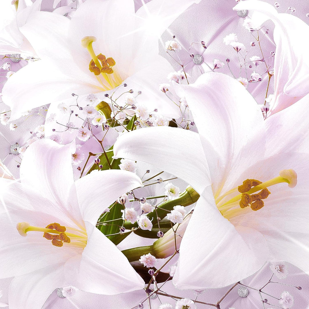 Runa Art Wandbilder Blumen Lilien 5 Teilig Bild auf Vlies Leinwand Deko Wohnzimmer Abstrakt Rosa Lil