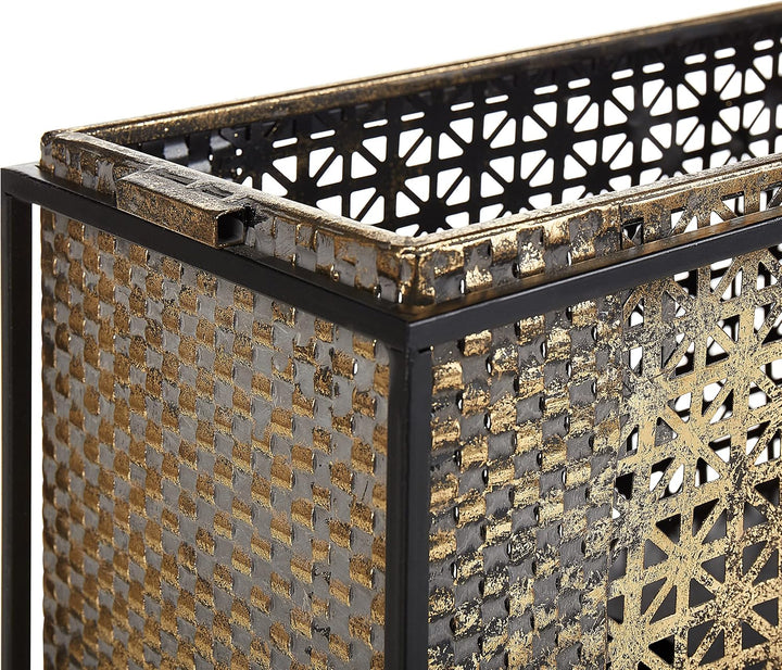 Moderner Kerzenhalter mit Verzierungen aus Metall 41 x 26 cm in Gold Amami