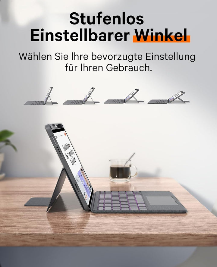 CHESONA iPad Air 11 (M3 2025/M2 2024) & Air 5/4 &Pro 11 4/3/2/1 hülle mit Tastatur, Backstand Rugged