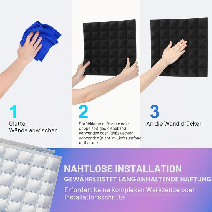 JBER Akustikschaumstoff-Platten, 5,1 x 30,5 x 30,5 cm, Schalldämmung für Studiowände, schalldämmend,