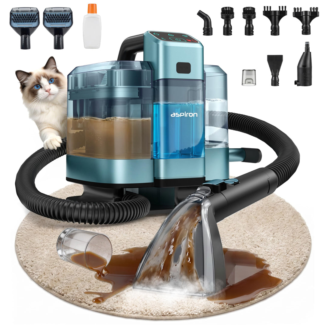 Aspiron Polsterreiniger Gerät, 3-in-1 Dampfreiniger mit Heiss-/Kaltwasser- und Dampfwäsche, 300 ML T