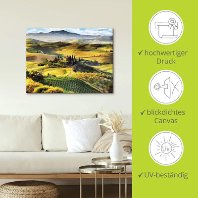 ARTland Leinwandbilder Wandbild Bild auf Leinwand 80x60 cm Gemälde Landschaftsbilder Toskana Natur I