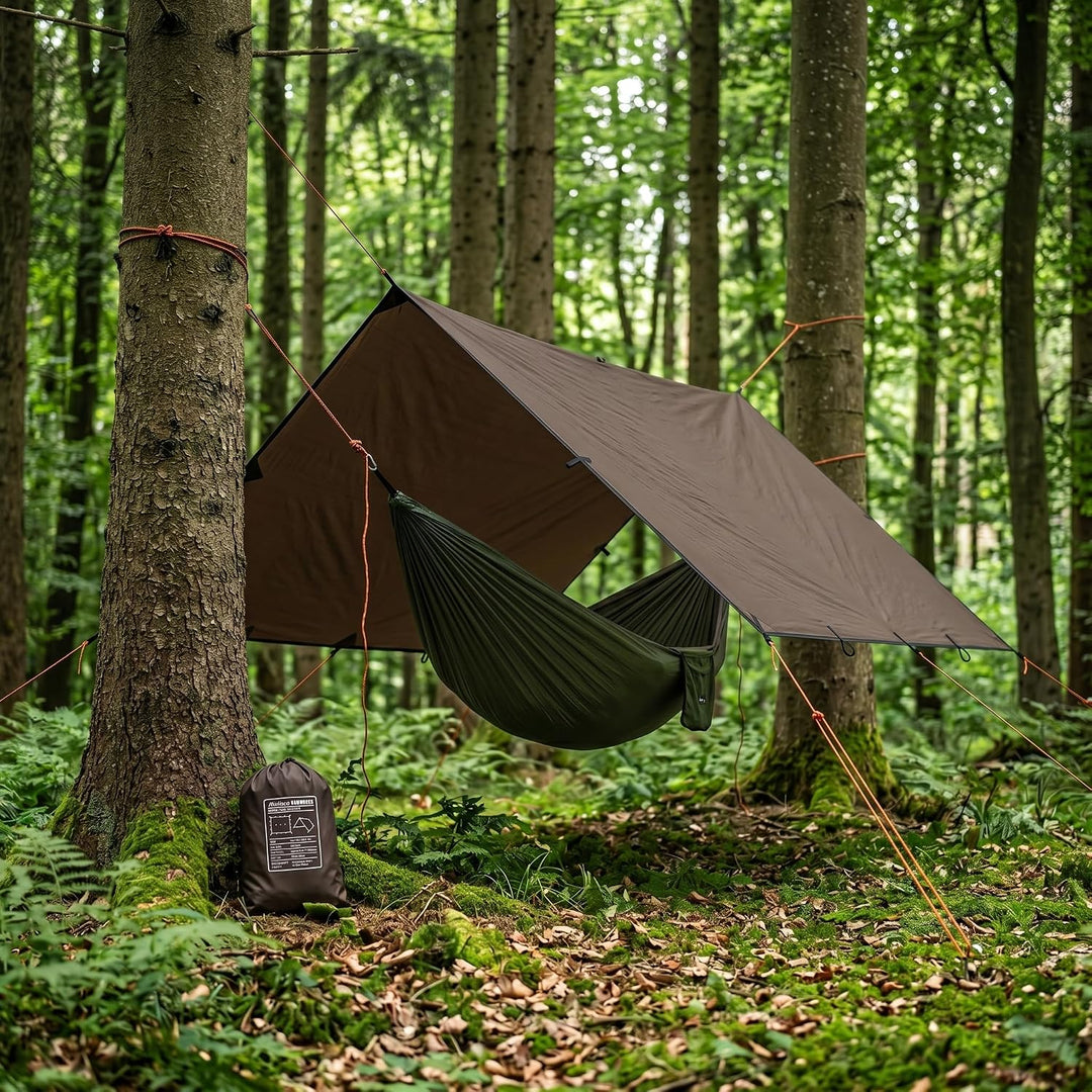 Zeltplane Tarp für Hängematte Regenschutz Sonnensegel für Ourdoor Camping Wasserdicht Anti-UV Brau 3