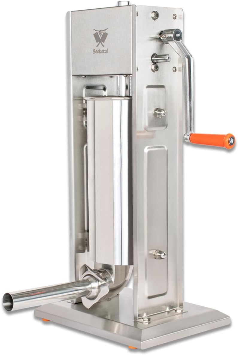 Beeketal 'BT05' Edelstahl Industrie Wurstfüllmaschine (5 L Volumen) SGS-geprüft, Profi Wurstfüller m