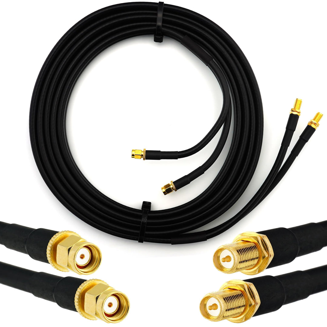 5m RP-SMA Stecker auf RP-SMA Buchse Doppel-Koaxialkabel — HF-240 (LMR 240 Äquivalent) Twin Verlänger