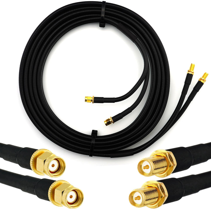 5m RP-SMA Stecker auf RP-SMA Buchse Doppel-Koaxialkabel — HF-240 (LMR 240 Äquivalent) Twin Verlänger