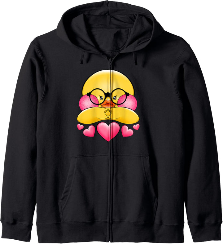 Lalafanfan Ente mit Brille und Herz Kapuzenjacke
