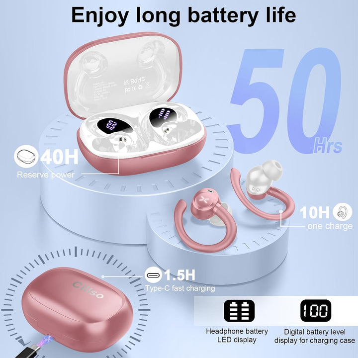 Bluetooth Kopfhörer Sport, 2026 In Ear Kopfhörer Bluetooth 5.4 mit 60h Spielzeit, IPX7 Wasserdichte