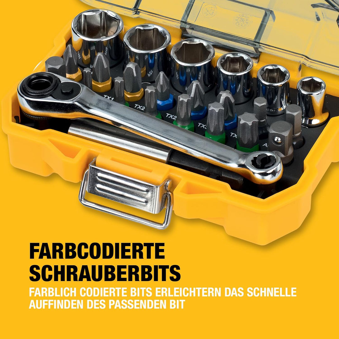 DEWALT Schrauber Bit- und Ratschen-Set (24-tlg., im robusten Case, TSTAK kompatibel) DT71516 1 einhe