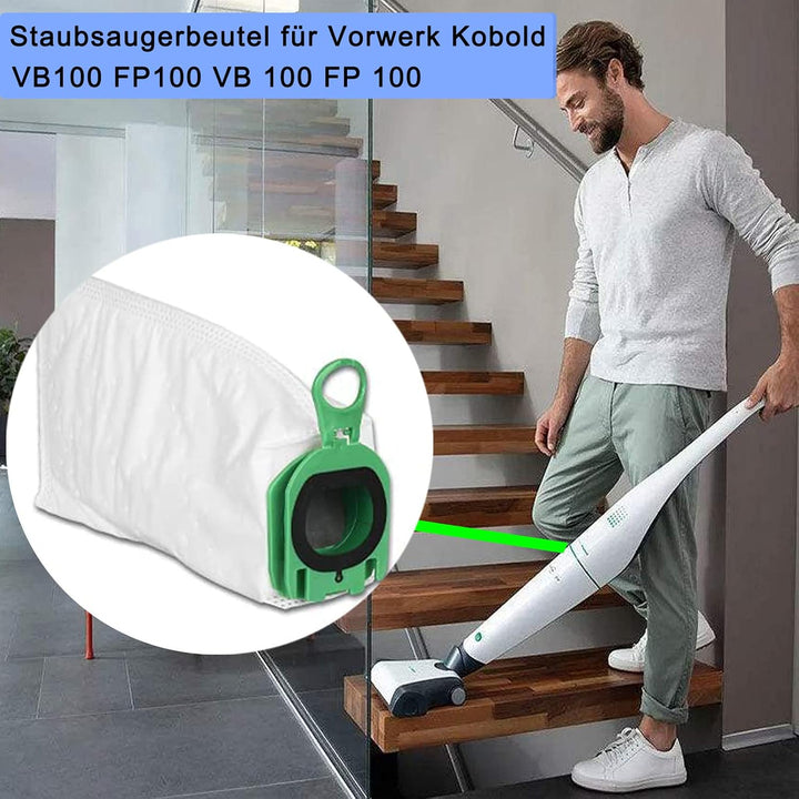 AiLomey 12 Stück Staubsaugerbeutel für Vorwerk Kobold VB100 VB 100 FP100 FP 100, Beutel Filtertüten