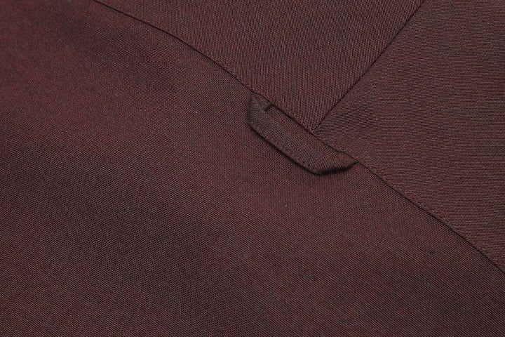 Xact Herren Oxford Grandad-Mandarinkragen Kurzarmhemd XL Dark Burgundy, XL Dark Burgundy
