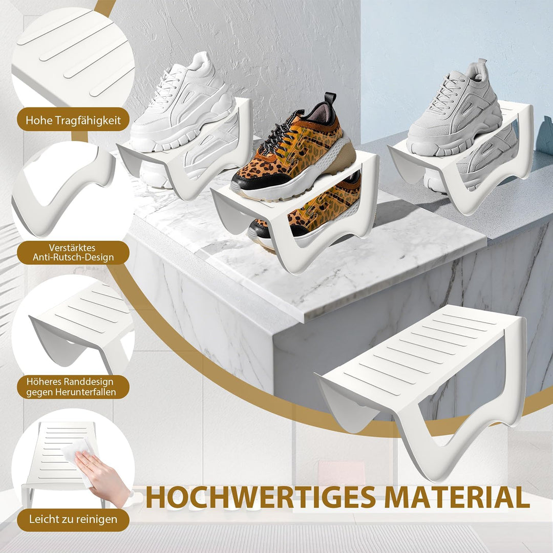 30 Stück Doppelschicht Schuhhalter Schuhorganizer 25x14,5x14cm Schuhschlitze Platzsparend rutschfest