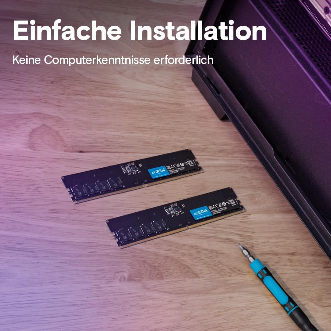 Crucial RAM 32GB Kit (2x16GB) DDR5 4800MHz CL40 Desktop-Speicher CT2K16G48C40U5 32GB Kit (2x16GB) 48