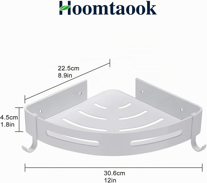Hoomtaook Duschablage Duschregal Weiss Ohne Bohren Ecke, Badezimmer Regal Badregal Aluminium Duschko