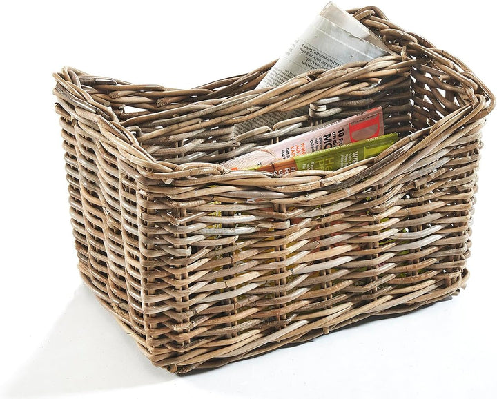 Kobolo Zeitungsständer Magazinsammler Zeitschriftenkorb aus Rattan - kubu Grey - 2 Fächer