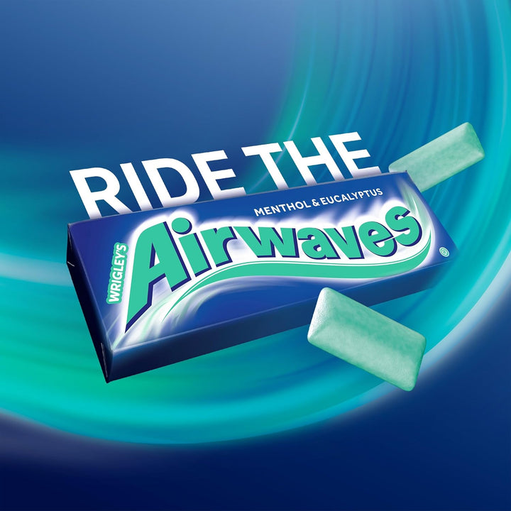 Airwaves Kaugummi, Menthol & Eucalyptus, Blau, zuckerfrei, 20 x 3 Packungen (20 x 3 x 10 Dragees), 6