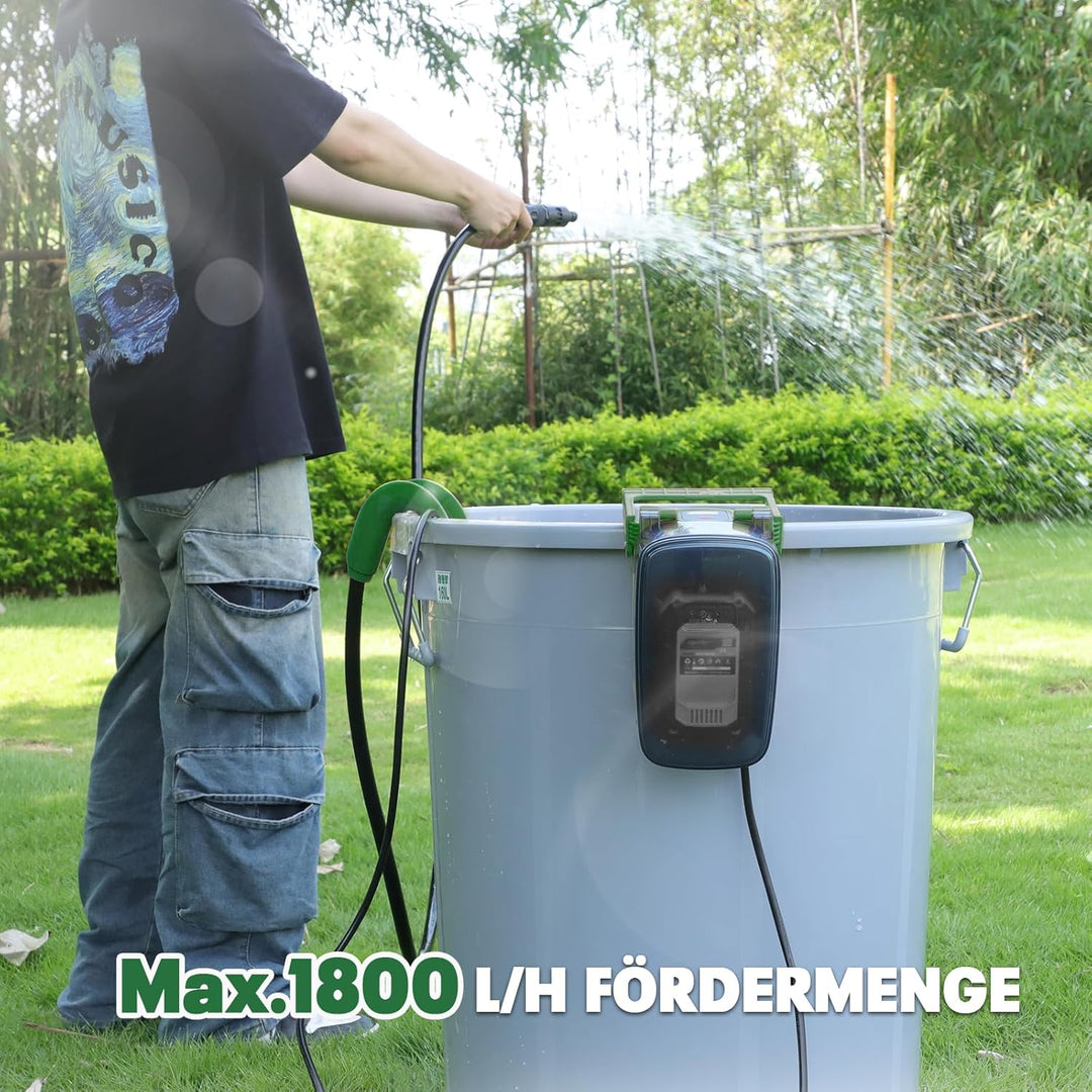 Mellif Akku Tauchpumpe für Makita Akku 18V, Wasserpumpe Akku Regenfasspumpe, Fördermenge 1800 L/h, m