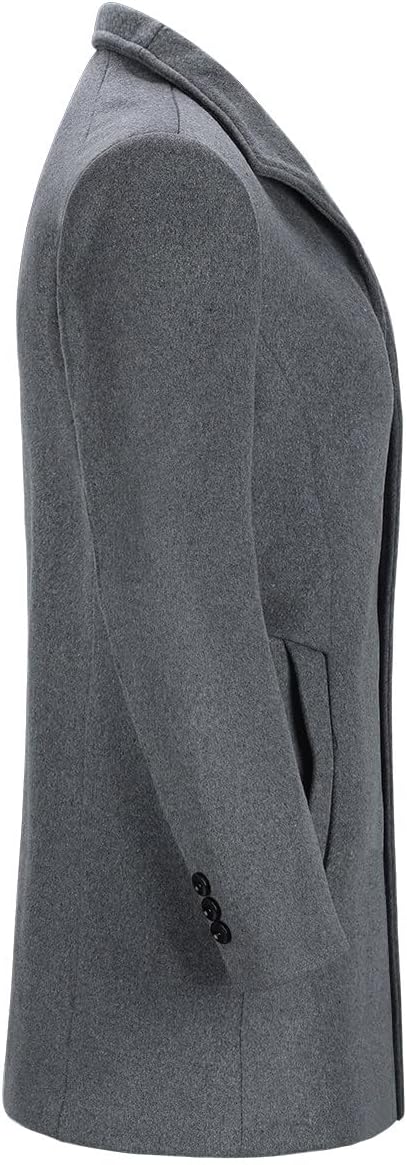 Allthemen Wintermantel Mantel Herren Lang Slim Fit Herrenmantel Winter Schwarz Business Mantel Herre