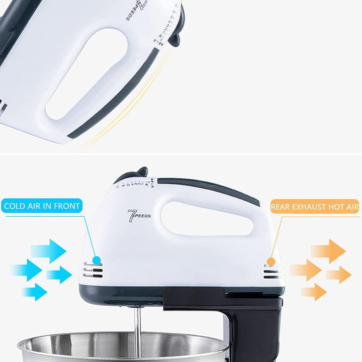 Teig Hand Mixer Set 100W 1.7L Rührmaschine Teigknetmaschine Stabmixer Küchenmaschinen, Rührgeräte, 7