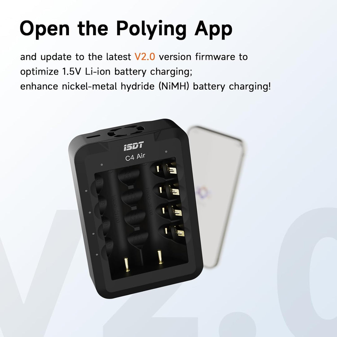 ISDT C4 Air Schnell Akkus Ladegerät,Universal-Haushalt Batterieladegerät mit Bluetooth-APP-Verbindun