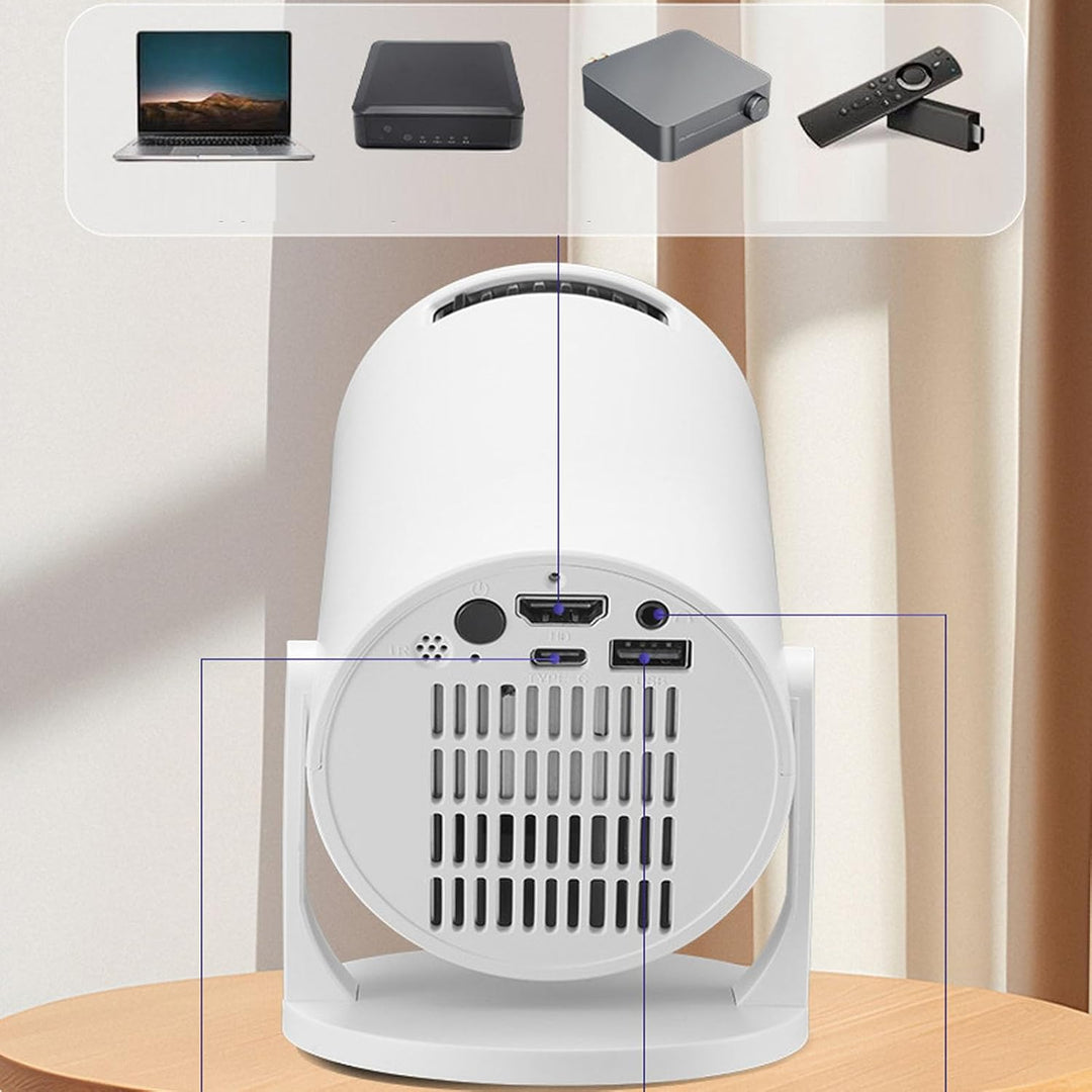 Outdoor Projektor mit WLAN und Bluetooth, Tragbarer 1080P Full HD 4K-Videoprojektor mit Fernbedienun