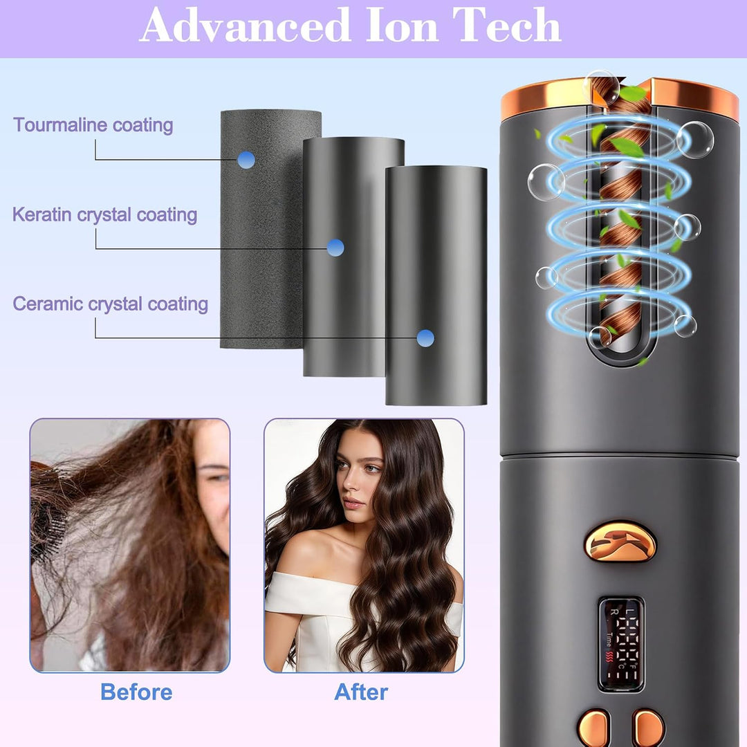 Automatischer Lockenstab mit LCD-Display, automatischer Haarcurler mit 6 Temperatureinstellungen und