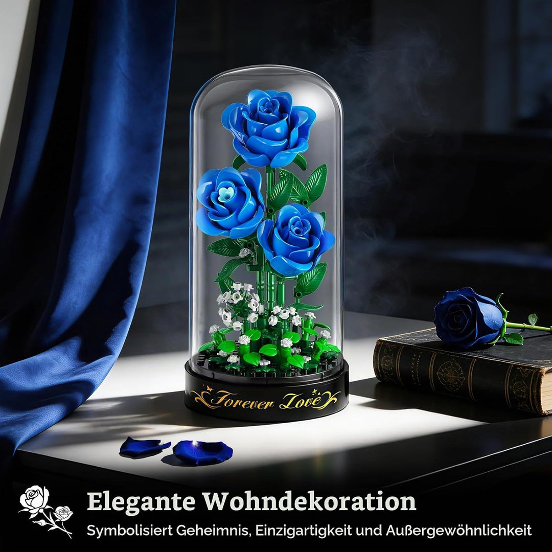 HiWEEGO Blumen Rosen Bauset mit LED Licht &amp; Abdeckung – 219 Teile Rosenstrauss Ostergeschenke, 3,6 M