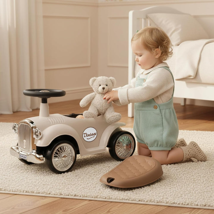 Rutschauto ab 1 Jahr Retro Classic, Rutschauto Indoor, Auto Kinder, Baby Auto, Gehhilfe mit Horn (El