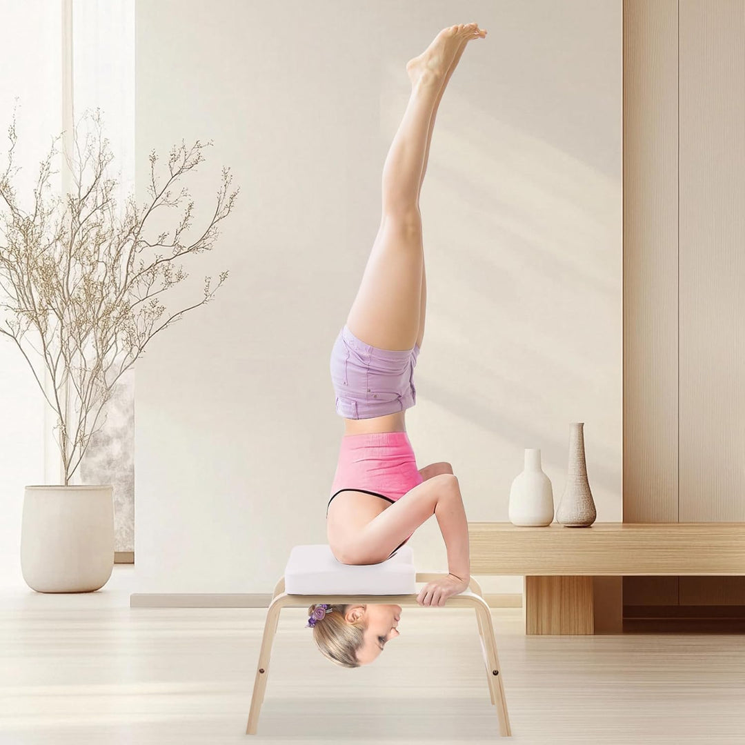REDCAMP Yoga kopfstandhocker, Yoga Inversion Bank mit Holzrahmen und PU Pads, Entlasten Müdigkeit Ba