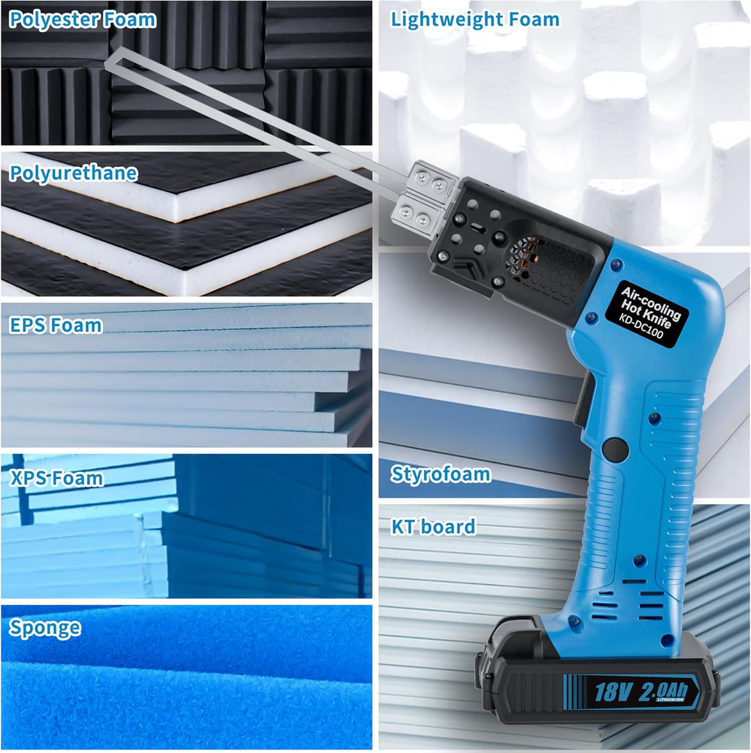MINOVA Akku-Styrocutter Pro Elektrischer Heissschneider für Stoffe und Seile inklusive Messer und Zu