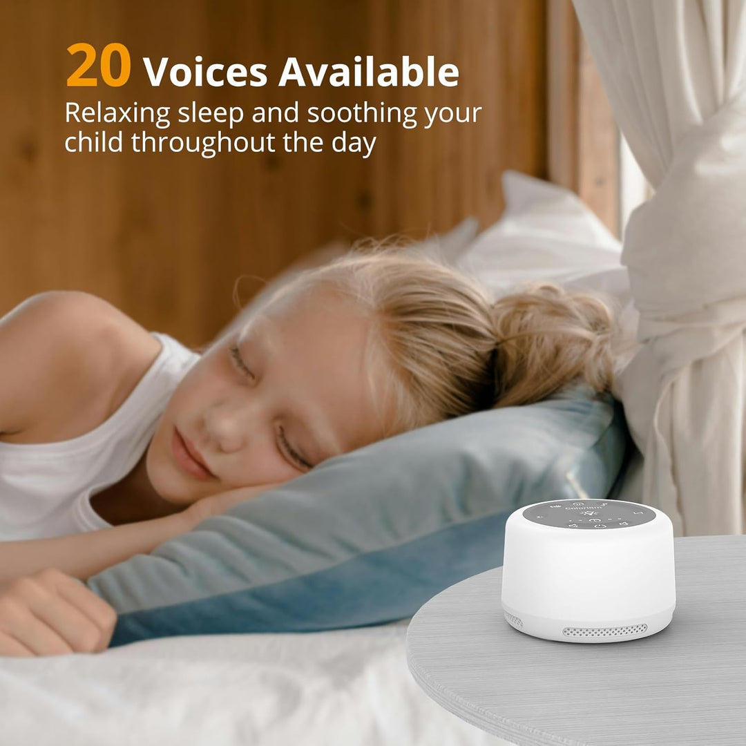 White Noise Machine Baby Einschlafhilfe Spieluhr 30 Klängen,Drahtlose Verbindung 5 Helligkeitsstufen