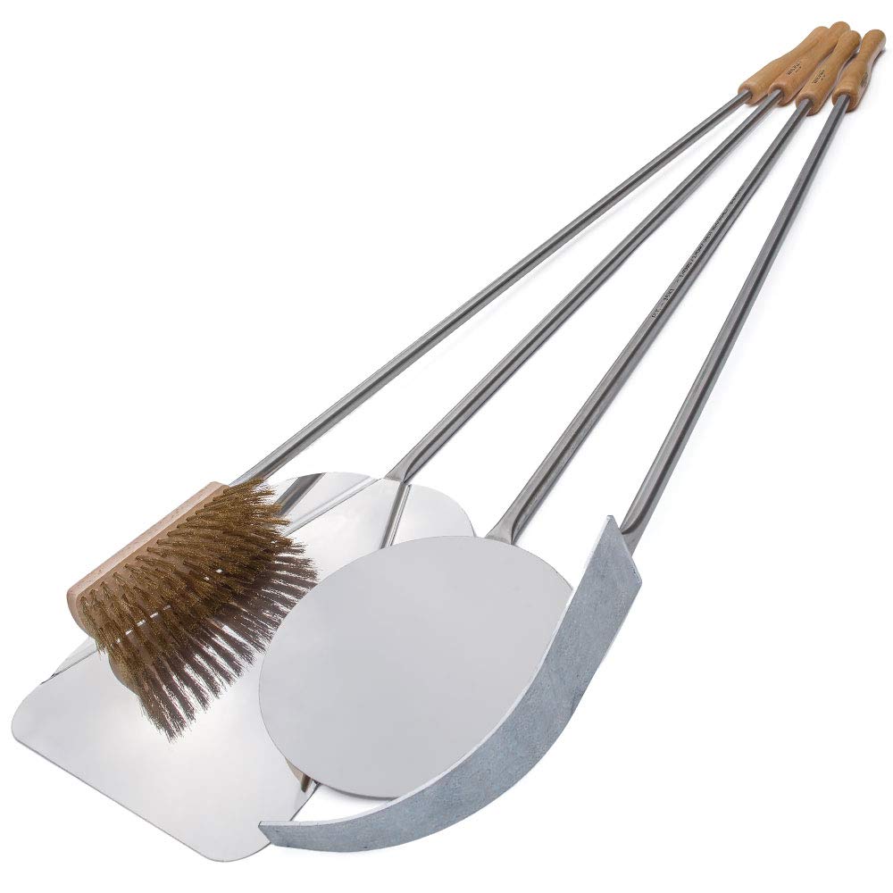GIEMME 4 Stücke Pizzaschaufel-Set aus Edelstahl Für Tiefe Öfen 70/80 Cm