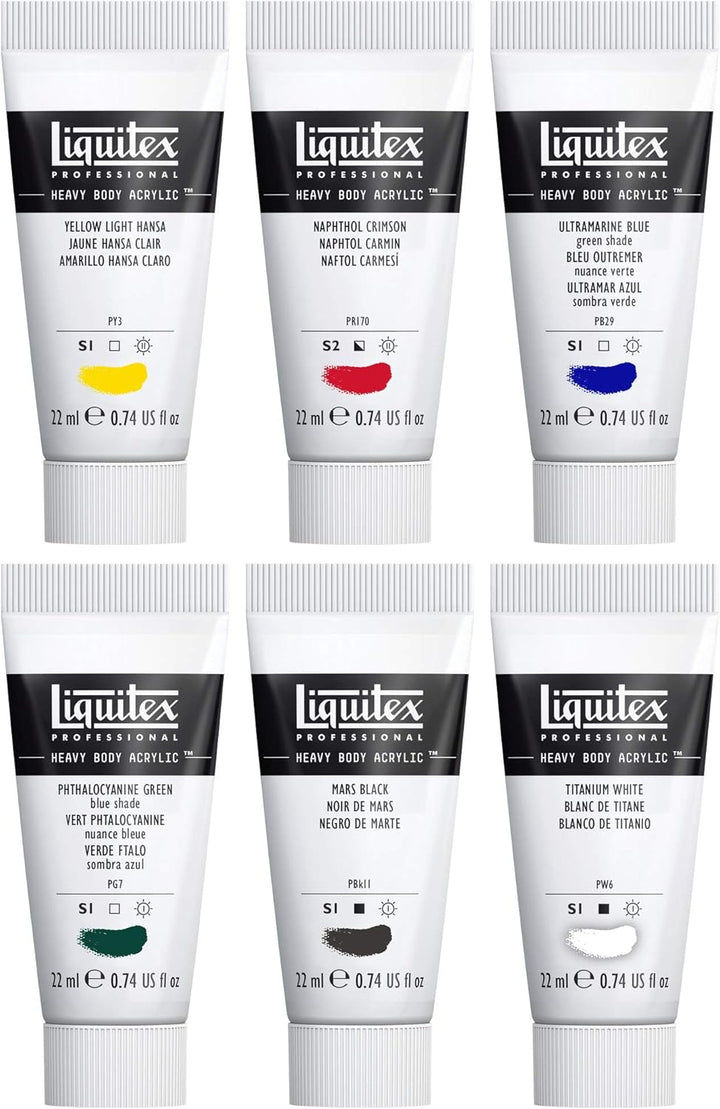 Liquitex Heavy Body Acrylfarbe, Farben Set 6 x 22ml 22 ml (6er Pack) 6 Farben Set A 22ml - Classic F