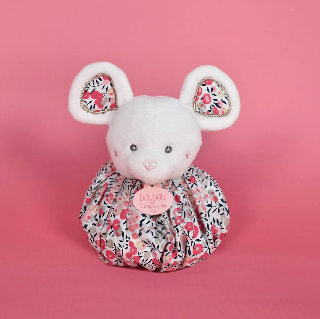 Doudou et Compagnie - DC3932 Kuscheltier mit Kugel, 25 cm, Weiss Weiss maus, Weiss maus