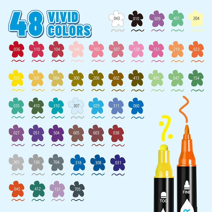TBC Acrylfarben Set 48 x 60ml Acrylic Paint Set mit 10 Pinseln Wasserfest und Lichtecht Schnell Troc