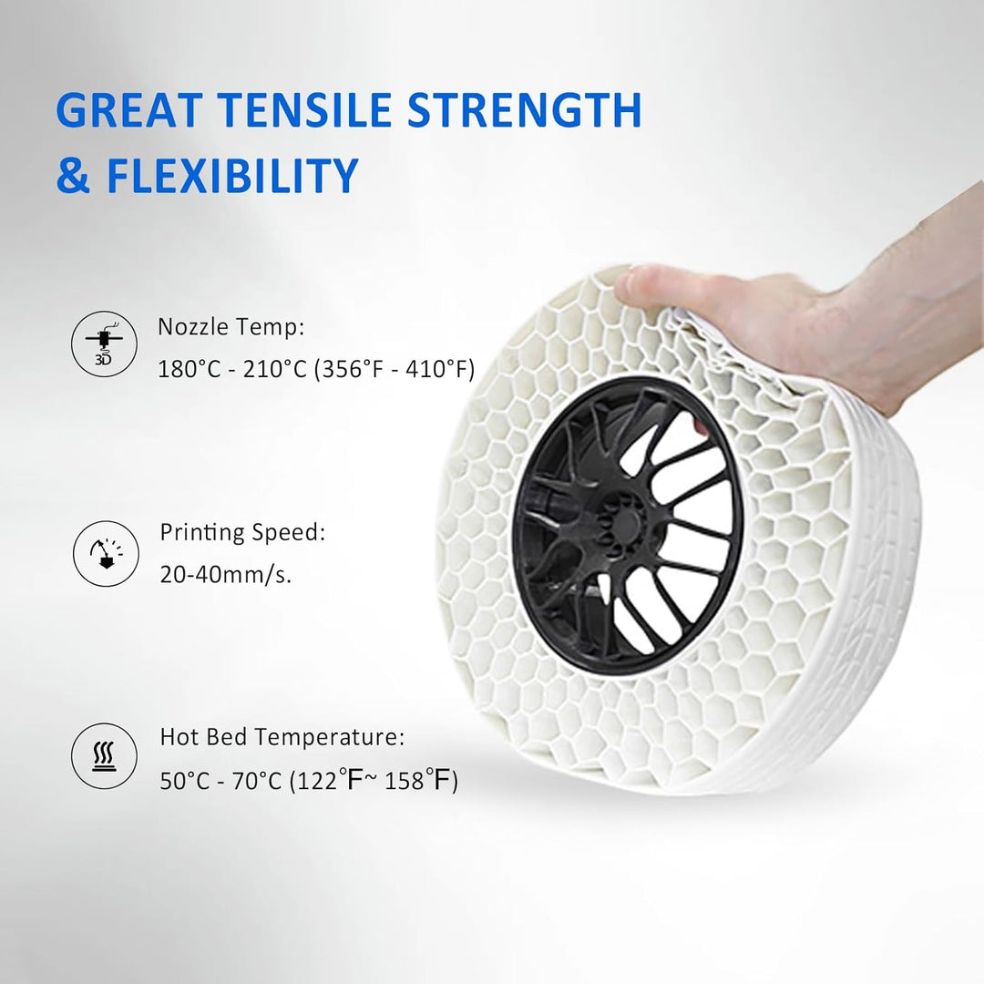 GEEETECH TPU Filament 1,75 mm +/- 0,02 mm für 3D Drucker, 1KG 1 Spool Grau Grau-1KG, Grau-1KG