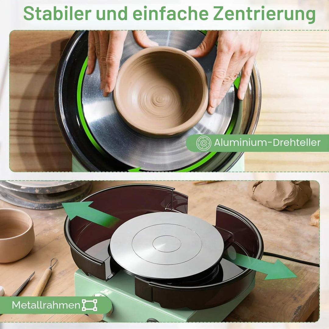 15 cm Töpferscheibe, Keramikmaschine Set mit 15cm doppelseitiger Drehscheibe, Metallrahmen, abnehmba