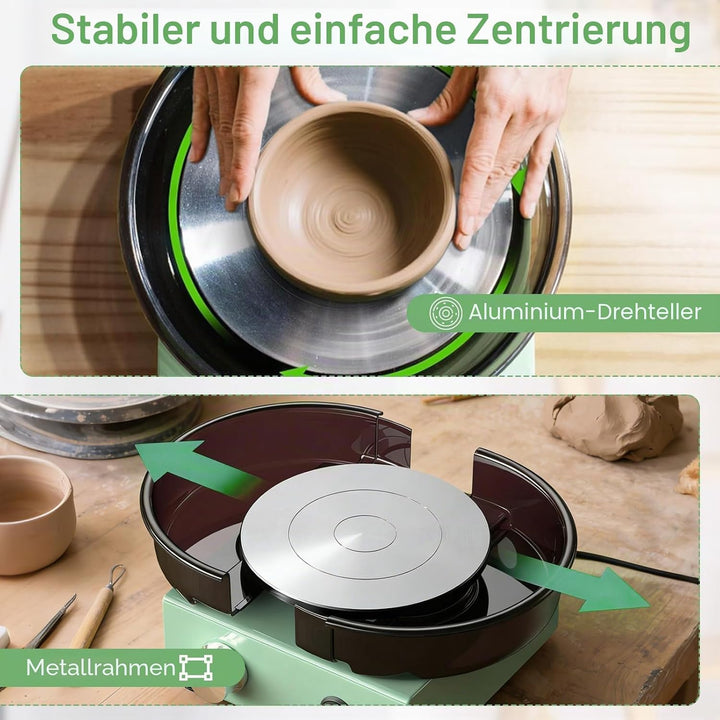15 cm Töpferscheibe, Keramikmaschine Set mit 15cm doppelseitiger Drehscheibe, Metallrahmen, abnehmba