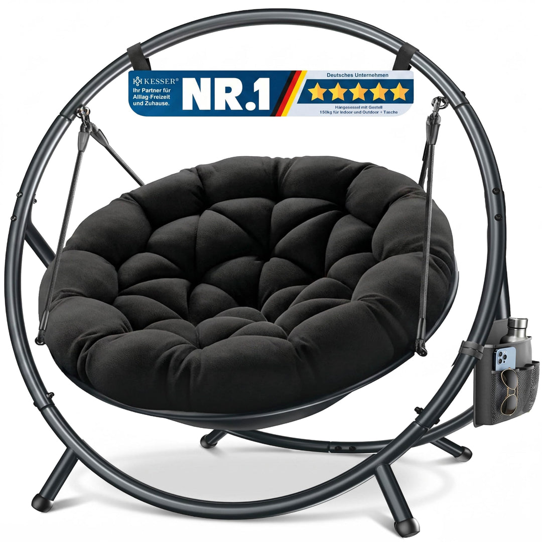 KESSER® Hängesessel mit Gestell Bali Hängeschaukel Hängestuhl bis 150kg für Indoor und Outdoor + Kis