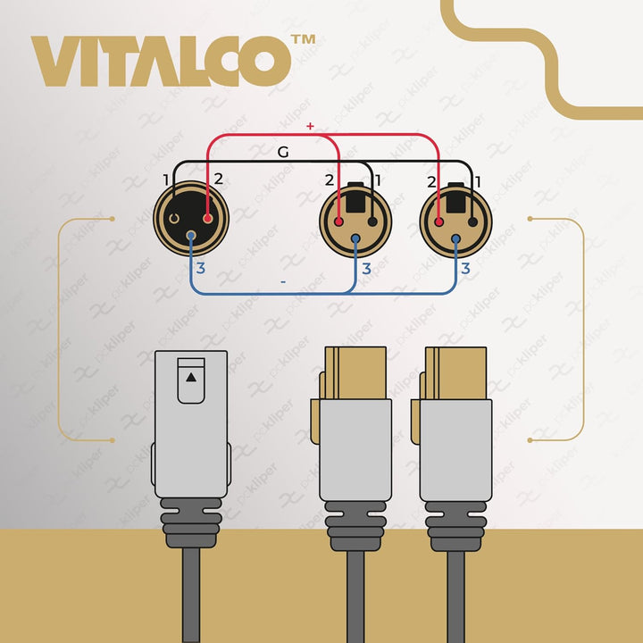 XLR Splitter Audio Adapter Stecker auf 2x XLR Buchse 3 Polig Splitterkabel Y-Kabel Vertailer Männlic