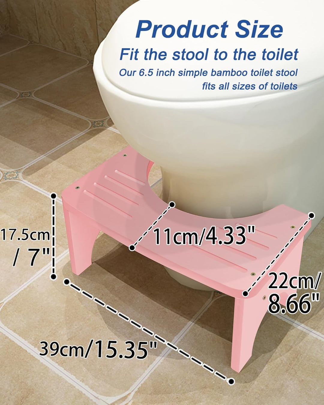 RayLove Physiologischer Toilettenhocker aus Bambus – WC-Trittbrett aus Holz – 35 Grad strapazierfähi