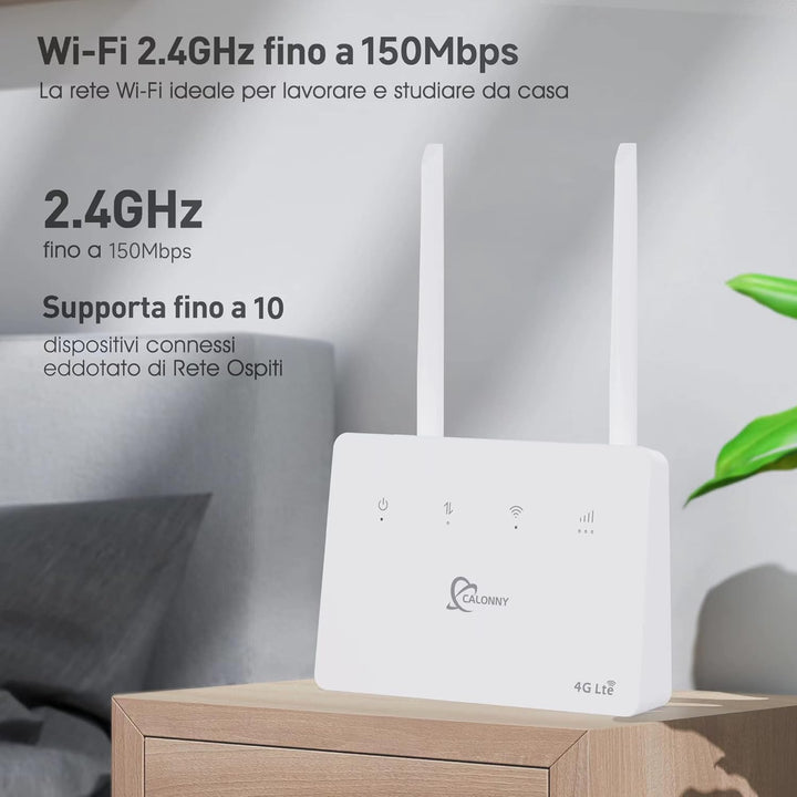 Calonny Router 4G LTE WiFi mit SIM Cat4 300mbit/s Wireless Modem, LAN/WAN -Port, ohne Konfiguration,