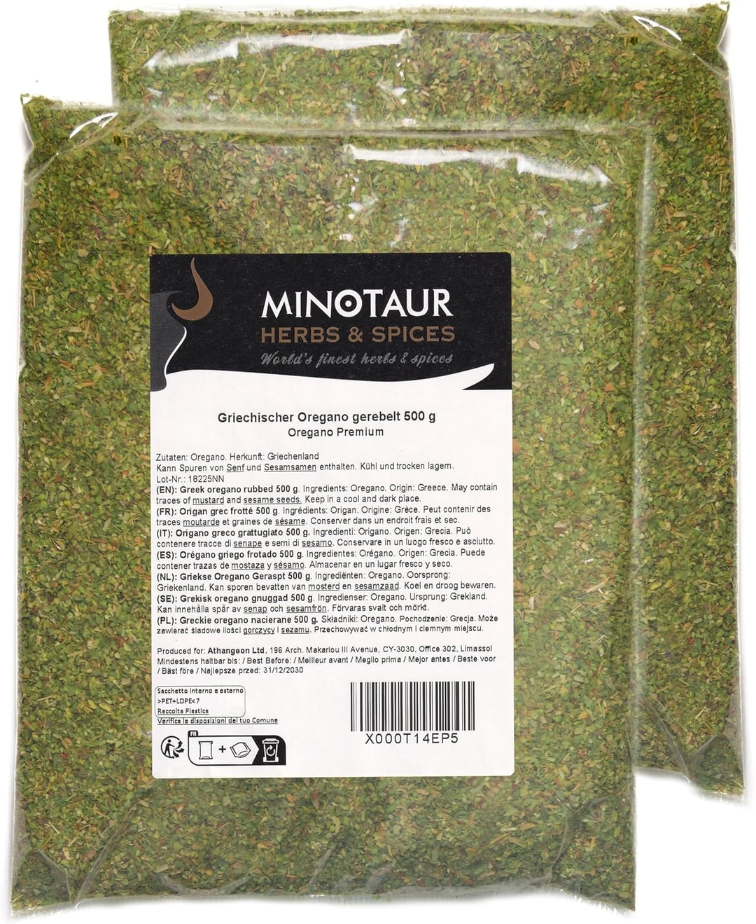 MINOTAUR Spices | griechischer Oregano gerebelt | 2 x 500g (1Kg) | Premium Qualität